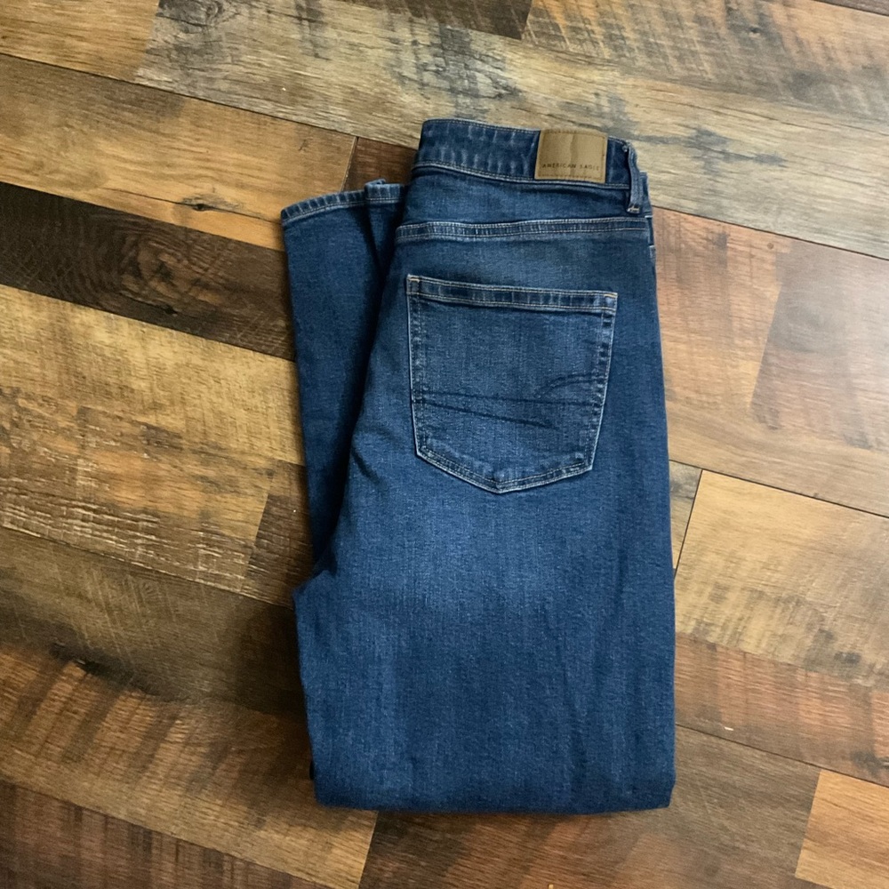American Eagle Outfitters Dark Blue Cropped Ankle Jeans